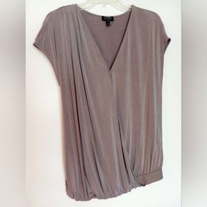 ESCADA Sport 'Elisarah' Draped V-Neck Blouson Top in Valley Taupe Size S